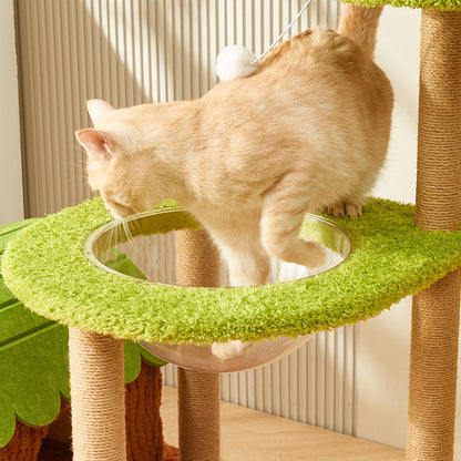 Contemporary Creative Cylindrical Tree House Medium Density Fiberboard Paper Tube Teddy Fleece Felt Sisal Acrylic Cat Tree & Condo 1/2 Condo For Living Room