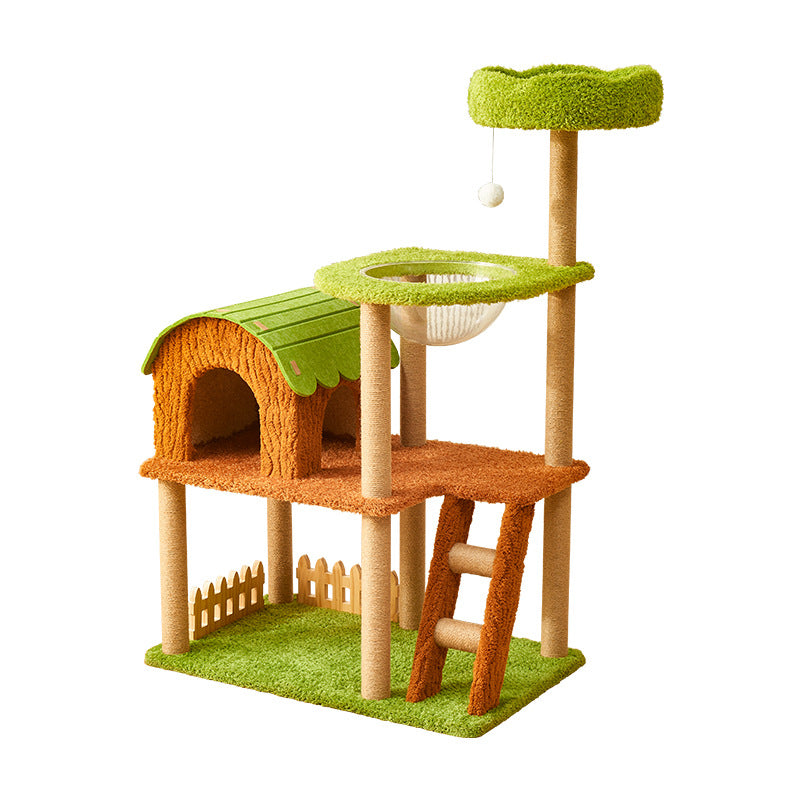 Contemporary Creative Cylindrical Tree House Medium Density Fiberboard Paper Tube Teddy Fleece Felt Sisal Acrylic Cat Tree & Condo 1/2 Condo For Living Room