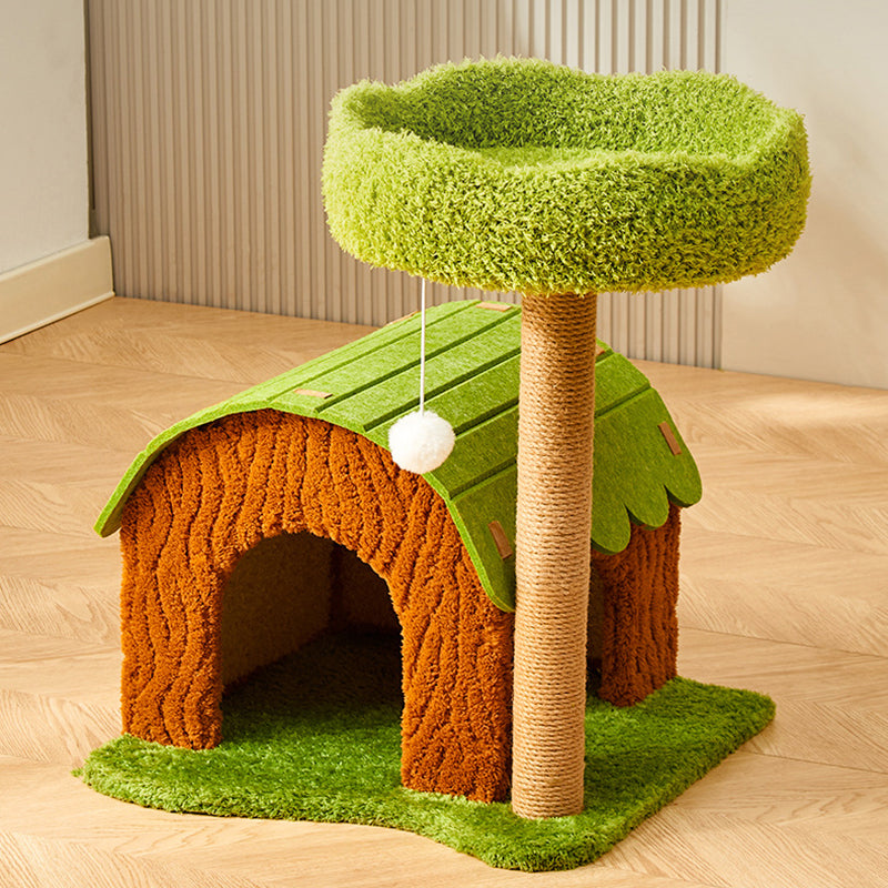 Contemporary Creative Cylindrical Tree House Medium Density Fiberboard Paper Tube Teddy Fleece Felt Sisal Acrylic Cat Tree & Condo 1/2 Condo For Living Room