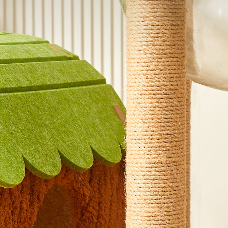 Contemporary Creative Cylindrical Tree House Medium Density Fiberboard Paper Tube Teddy Fleece Felt Sisal Acrylic Cat Tree & Condo 1/2 Condo For Living Room
