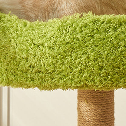 Contemporary Creative Cylindrical Tree House Medium Density Fiberboard Paper Tube Teddy Fleece Felt Sisal Acrylic Cat Tree & Condo 1/2 Condo For Living Room