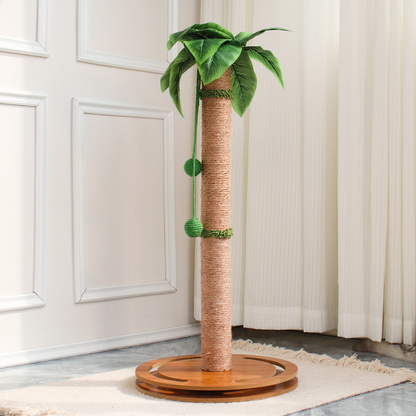 Contemporary Creative Cylindrical Tree-Shaped Sisal Medium Density Fiberboard Plastic Paper Tube Cat Scratching Post With Plants For Living Room