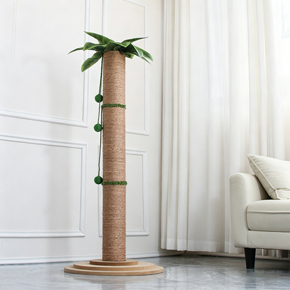Contemporary Creative Cylindrical Tree-Shaped Sisal Medium Density Fiberboard Plastic Paper Tube Cat Scratching Post With Plants For Living Room