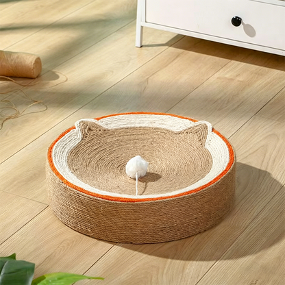 Modern Minimalist Cylindrical Round Sisal Foam Cat Scratching Post & Scratching Board With Toy Ball For Living Room