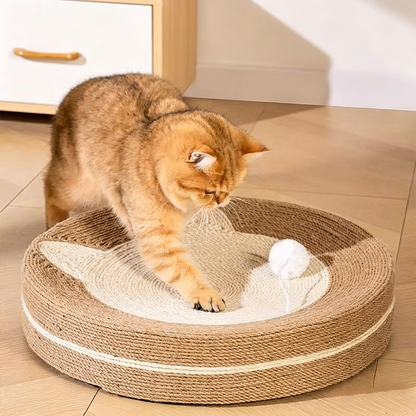 Modern Minimalist Cylindrical Round Sisal Foam Cat Scratching Post & Scratching Board With Toy Ball For Living Room