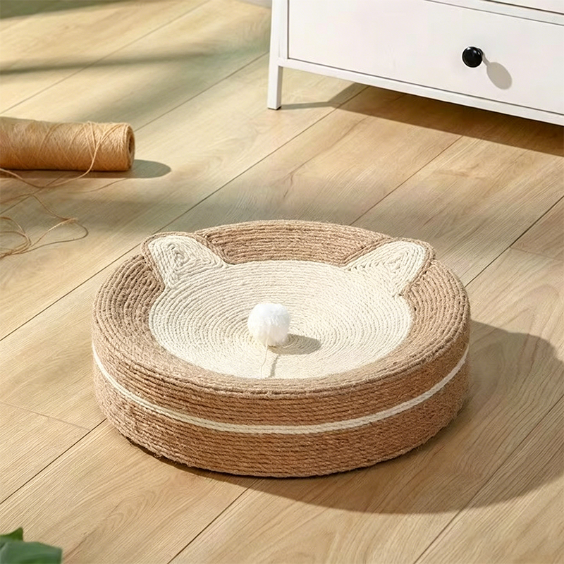 Modern Minimalist Cylindrical Round Sisal Foam Cat Scratching Post & Scratching Board With Toy Ball For Living Room