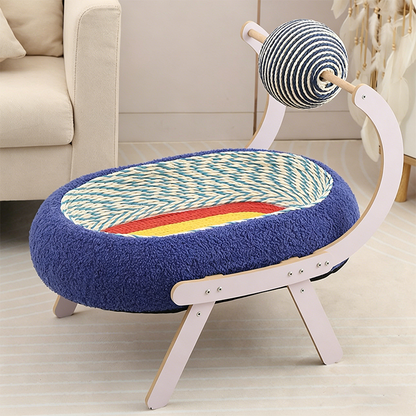 Contemporary Creative Oval Starry Sky Sisal Cotton Rope Fabric Medium Density Fiberboard Foam Velvet Teddy Fleece Cat Bed Toy Ball For Living Room
