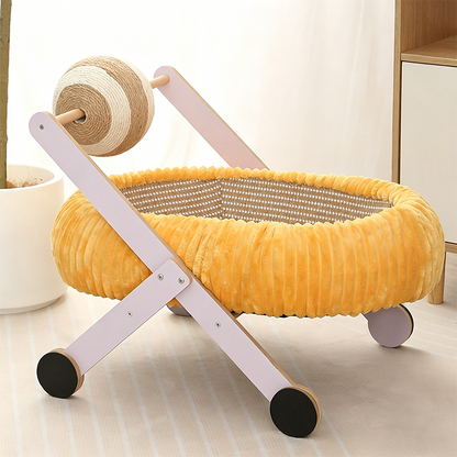 Contemporary Creative Oval Starry Sky Sisal Cotton Rope Fabric Medium Density Fiberboard Foam Velvet Teddy Fleece Cat Bed Toy Ball For Living Room