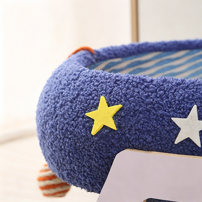 Contemporary Creative Oval Starry Sky Sisal Cotton Rope Fabric Medium Density Fiberboard Foam Velvet Teddy Fleece Cat Bed Toy Ball For Living Room