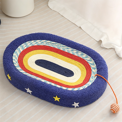 Contemporary Creative Oval Starry Sky Sisal Cotton Rope Fabric Medium Density Fiberboard Foam Velvet Teddy Fleece Cat Bed Toy Ball For Living Room