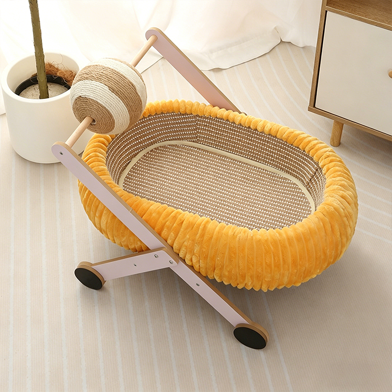 Contemporary Creative Oval Starry Sky Sisal Cotton Rope Fabric Medium Density Fiberboard Foam Velvet Teddy Fleece Cat Bed Toy Ball For Living Room