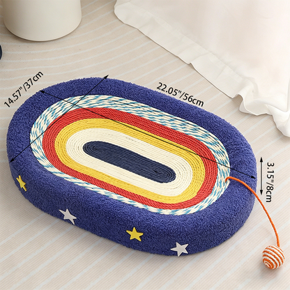 Contemporary Creative Oval Starry Sky Sisal Cotton Rope Fabric Medium Density Fiberboard Foam Velvet Teddy Fleece Cat Bed Toy Ball For Living Room
