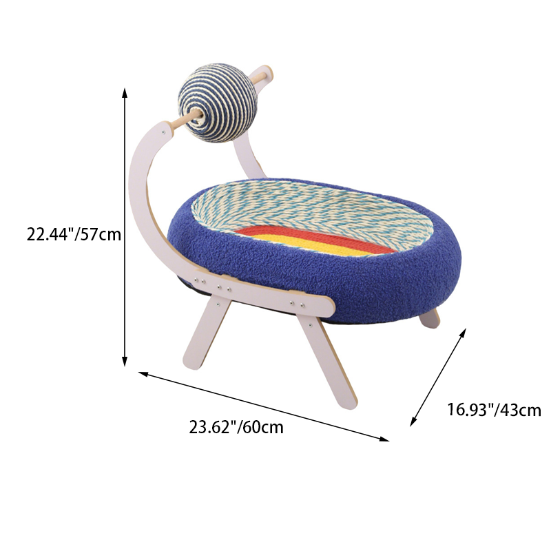 Contemporary Creative Oval Starry Sky Sisal Cotton Rope Fabric Medium Density Fiberboard Foam Velvet Teddy Fleece Cat Bed Toy Ball For Living Room