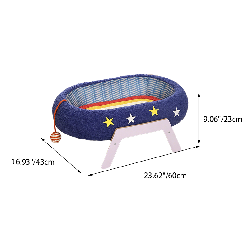 Contemporary Creative Oval Starry Sky Sisal Cotton Rope Fabric Medium Density Fiberboard Foam Velvet Teddy Fleece Cat Bed Toy Ball For Living Room