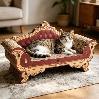 Contemporary Luxury Rectangular Corrugated Paper Medium Density Fiberboard Cat Bed For Living Room