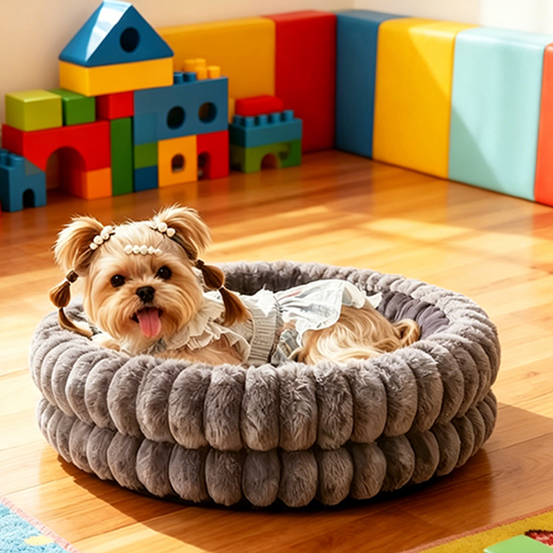 Modern Minimalist Round Cylindrical Velvet PP Cotton Cat Bed & Dog Bed For Bedroom