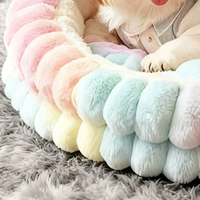 Modern Minimalist Round Cylindrical Velvet PP Cotton Cat Bed & Dog Bed For Bedroom