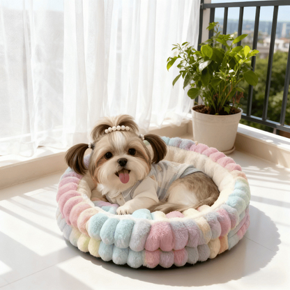 Modern Minimalist Round Cylindrical Velvet PP Cotton Cat Bed & Dog Bed For Bedroom