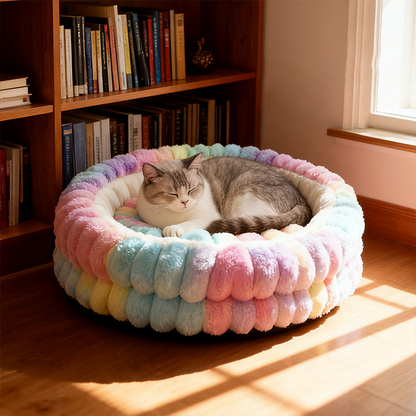 Modern Minimalist Round Cylindrical Velvet PP Cotton Cat Bed & Dog Bed For Bedroom