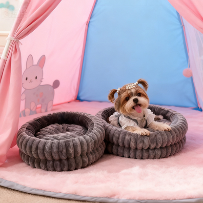 Modern Minimalist Round Cylindrical Velvet PP Cotton Cat Bed & Dog Bed For Bedroom