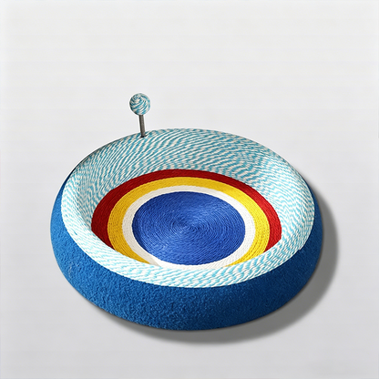 Contemporary Creative Round Oval Kraft Paper Teddy Fleece Cat Bed With Toy Ball For Bedroom