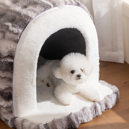 Modern Minimalist Cylindrical Velvet Latex Anti-Slip Dotted Fabric Cat Bed & Dog Bed For Bedroom