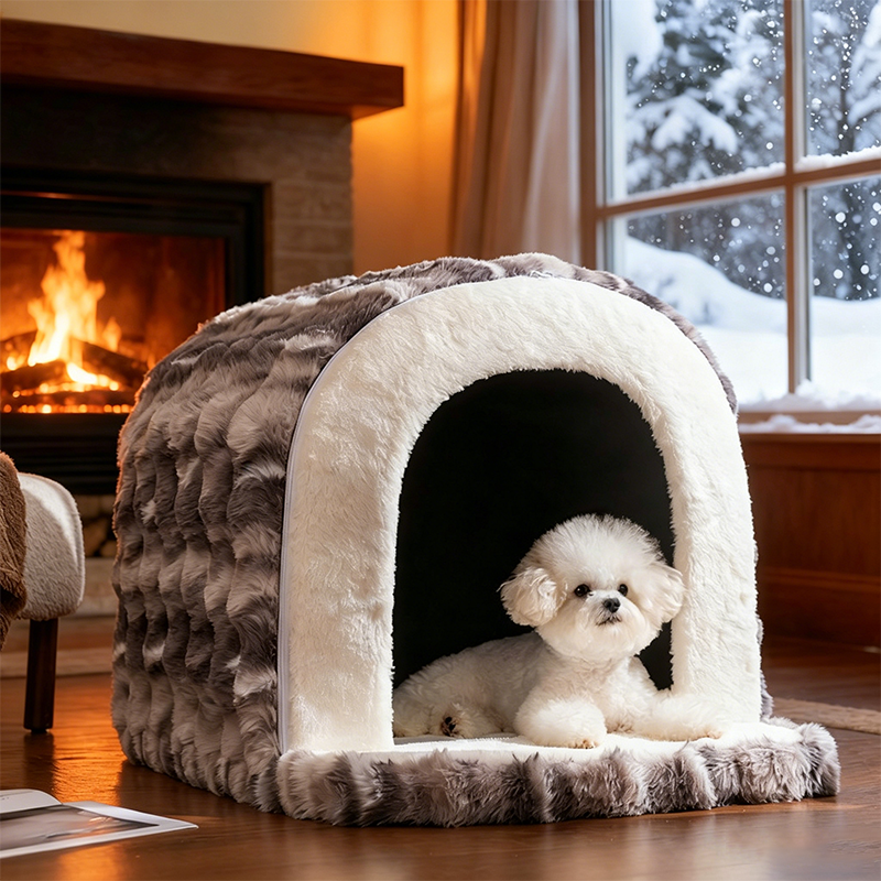 Modern Minimalist Cylindrical Velvet Latex Anti-Slip Dotted Fabric Cat Bed & Dog Bed For Bedroom