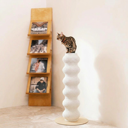 Modern Minimalist Cylindrical Wave-Patterned Paper Rattan Steel Cat Scratching Post For Living Room