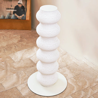Modern Minimalist Cylindrical Wave-Patterned Paper Rattan Steel Cat Scratching Post For Living Room