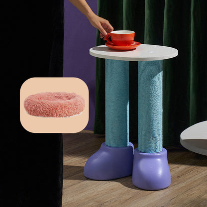 Contemporary Creative Cylindrical Boot-Shaped HDPE Paper Rope Fleece Cat Tree & Condo 1 - Condo For Living Room