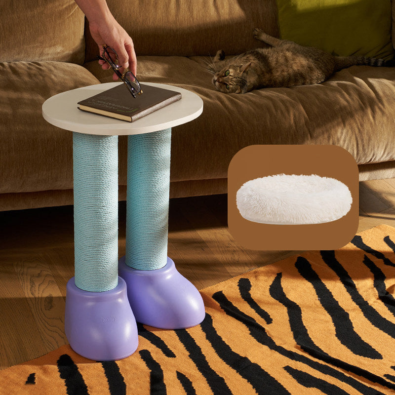 Contemporary Creative Cylindrical Boot-Shaped HDPE Paper Rope Fleece Cat Tree & Condo 1 - Condo For Living Room