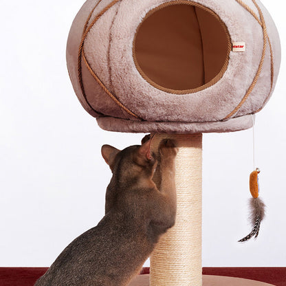 Contemporary Creative Cylindrical Gourd-Shaped Particleboard Sisal Velvet Cat Tree & Condo 1 - Condo For Living Room