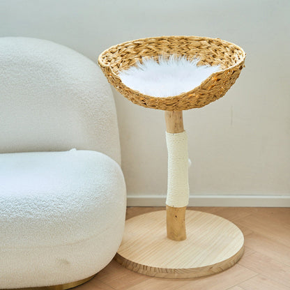Contemporary Creative Cylindrical Bowl-Shaped Pine Camphor Tree Trunk Kraft Paper Rope PE Rattan Cat Tree & Condo 1 - Condo For Living Room