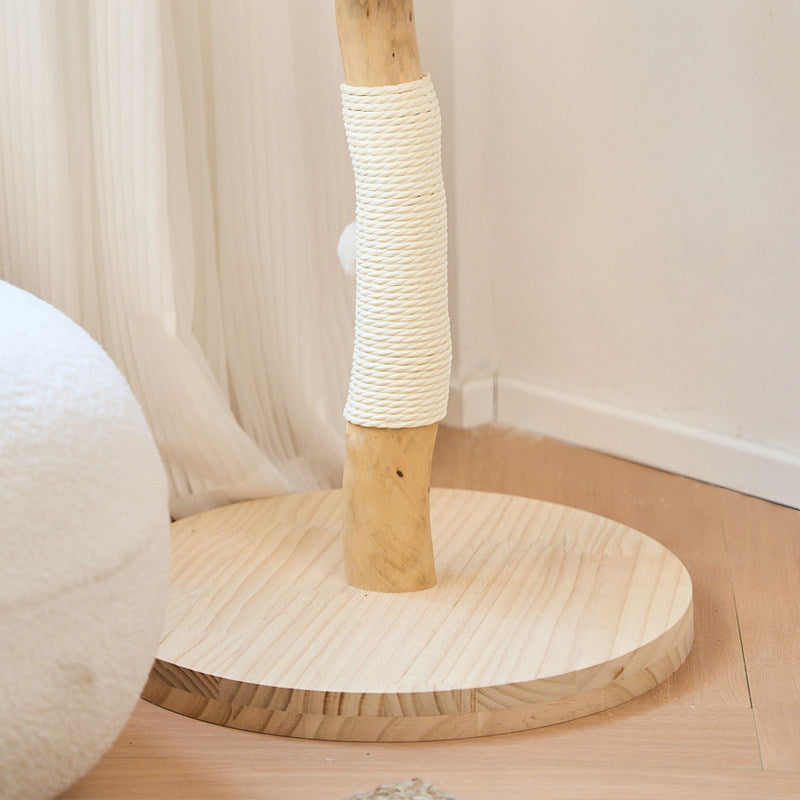Contemporary Creative Cylindrical Bowl-Shaped Pine Camphor Tree Trunk Kraft Paper Rope PE Rattan Cat Tree & Condo 1 - Condo For Living Room