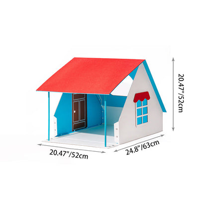 Contemporary Creative Rectangular House-Shaped Cardboard Felt Corrugated Paper Fleece Pad Cat Bed For Bedroom