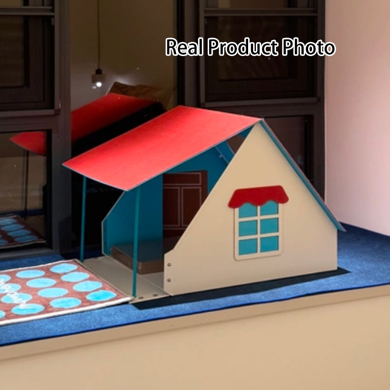 Contemporary Creative Rectangular House-Shaped Cardboard Felt Corrugated Paper Fleece Pad Cat Bed For Bedroom