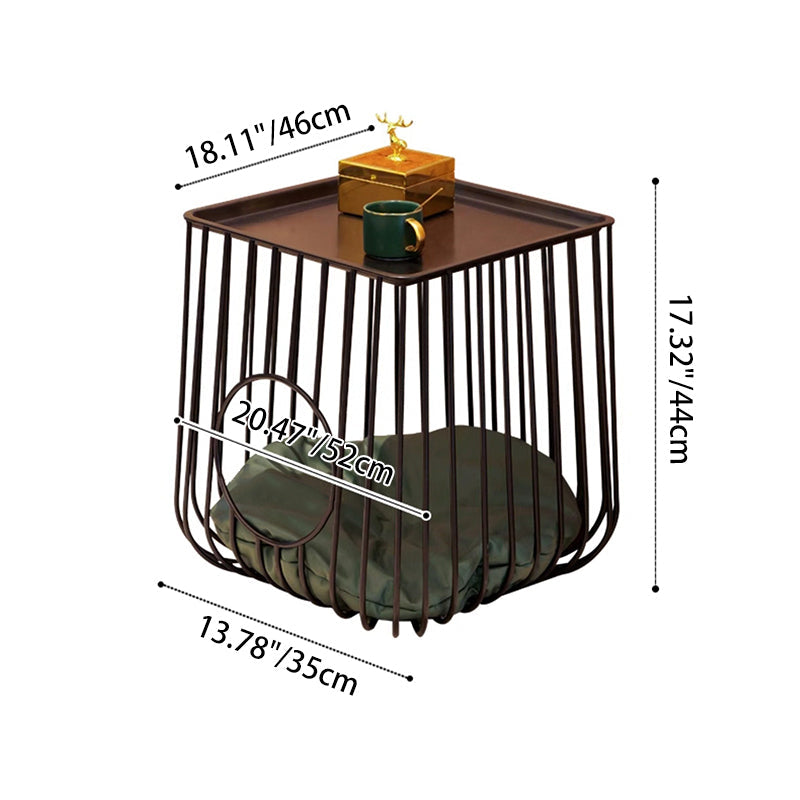Modern Minimalist Cylindrical Rectangular Hollow Design Iron Tech Fabric Cat Bed For Bedroom