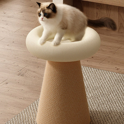 Contemporary Nordic Cone-Shaped Cylindrical Round Corduroy Hemp Rope Plywood Cat Tree & Condo 1 - Condo For Living Room