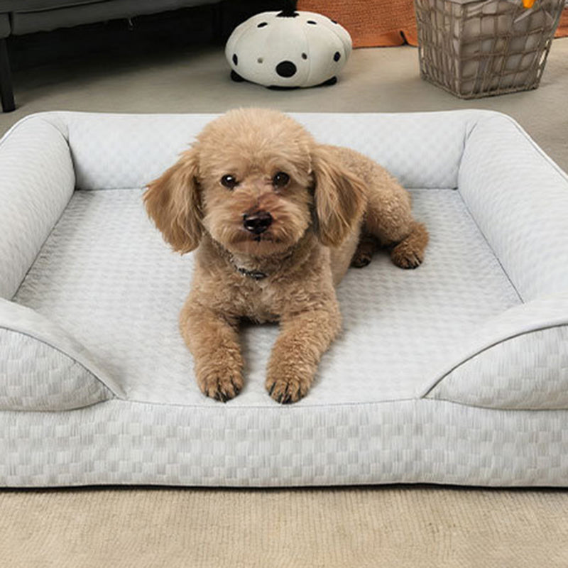 Modern Minimalist Rectangular Honeycomb Design Fabric Cooling Cat Bed & Dog Bed For Bedroom