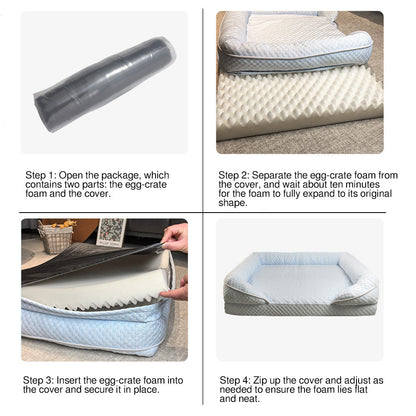 Modern Minimalist Rectangular Honeycomb Design Fabric Cooling Cat Bed & Dog Bed For Bedroom