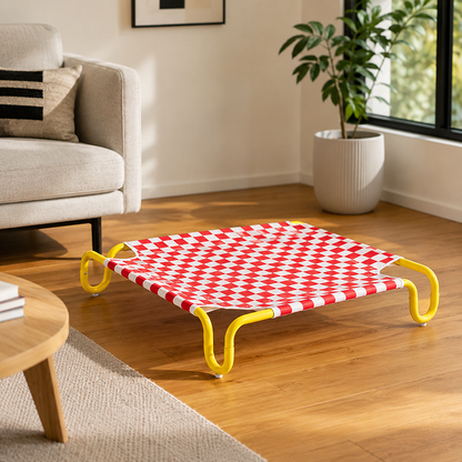 Contemporary Creative Square Checkered Design Oxford Fabric Iron Cat Bed & Dog Bed For Bedroom
