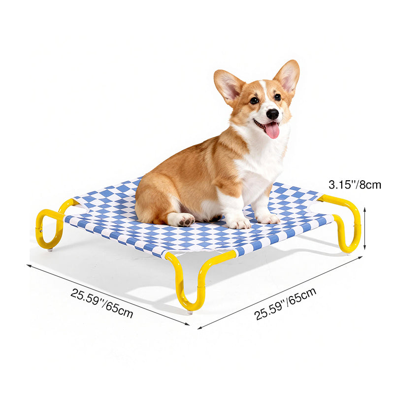 Contemporary Creative Square Checkered Design Oxford Fabric Iron Cat Bed & Dog Bed For Bedroom