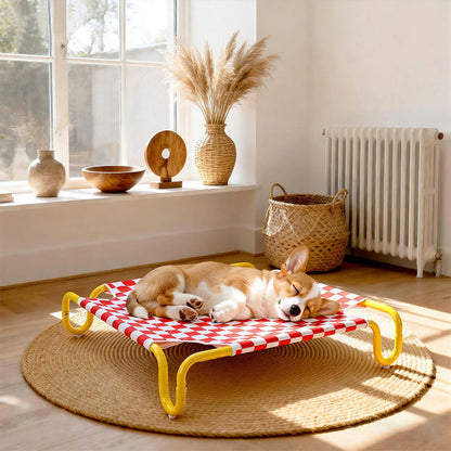 Contemporary Creative Square Checkered Design Oxford Fabric Iron Cat Bed & Dog Bed For Bedroom