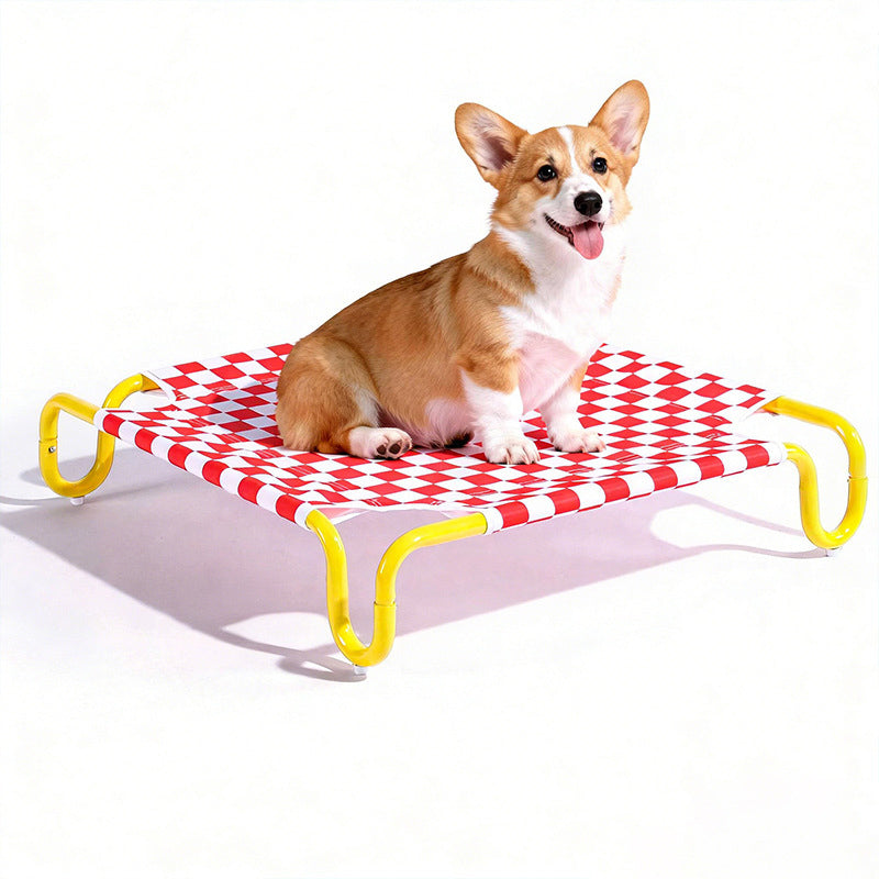 Contemporary Creative Square Checkered Design Oxford Fabric Iron Cat Bed & Dog Bed For Bedroom
