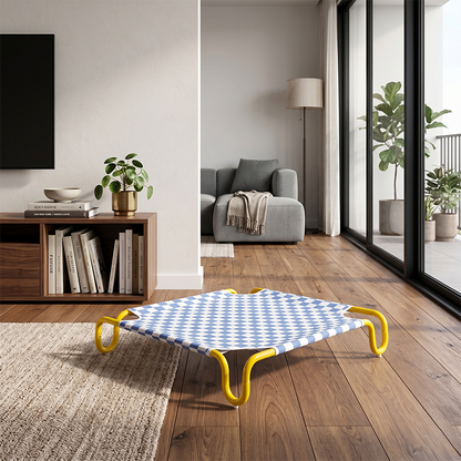 Contemporary Creative Square Checkered Design Oxford Fabric Iron Cat Bed & Dog Bed For Bedroom