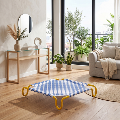 Contemporary Creative Square Checkered Design Oxford Fabric Iron Cat Bed & Dog Bed For Bedroom