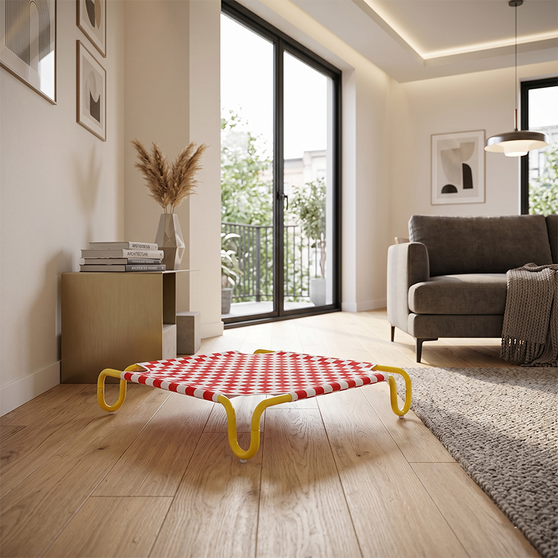 Contemporary Creative Square Checkered Design Oxford Fabric Iron Cat Bed & Dog Bed For Bedroom