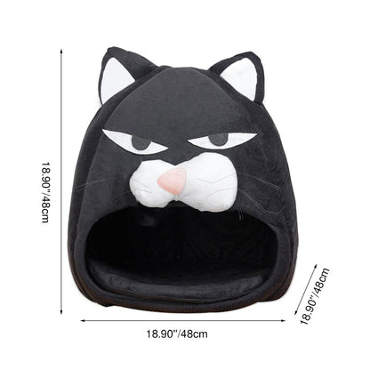 Contemporary Creative Round Cat Head-Shaped Velvet Fabric Cat Bed For Bedroom