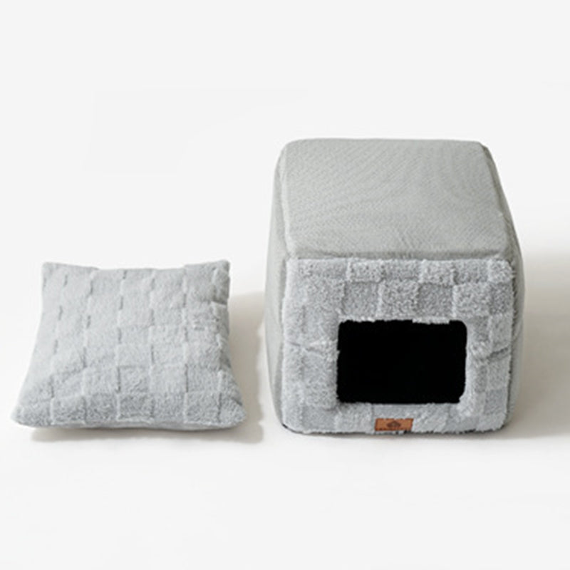 Modern Minimalist Cotton Fleece Square Foldable Cat Bed For Living Room & Bedroom