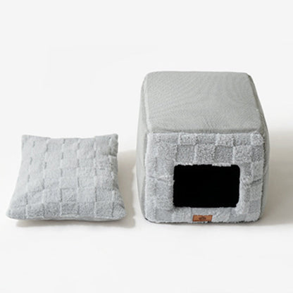 Modern Minimalist Cotton Fleece Square Foldable Cat Bed For Living Room & Bedroom